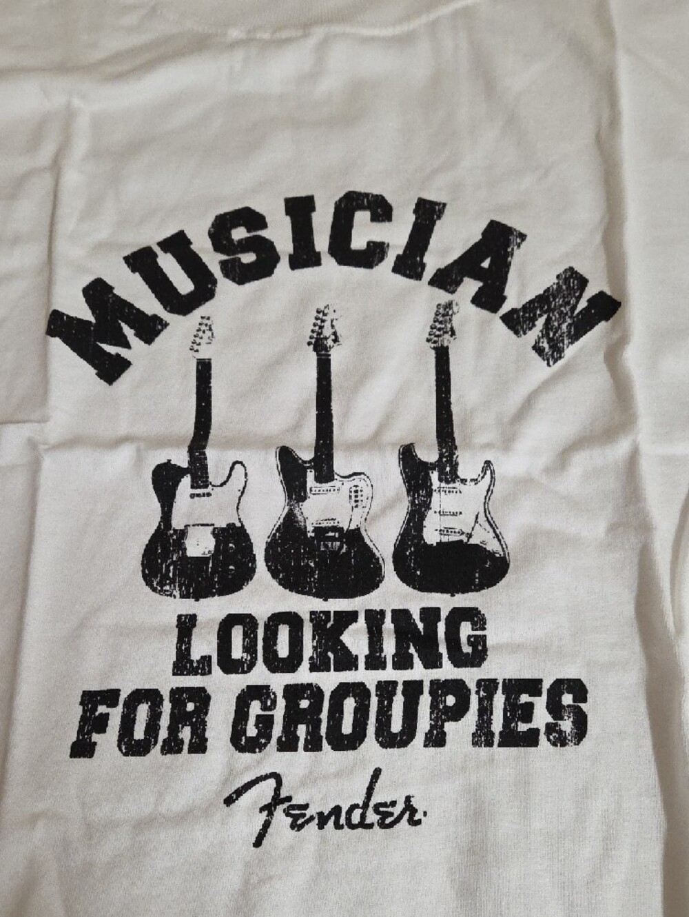 Fender White T-Shirt with Black Guitar Graphic - Picture 4 of 7